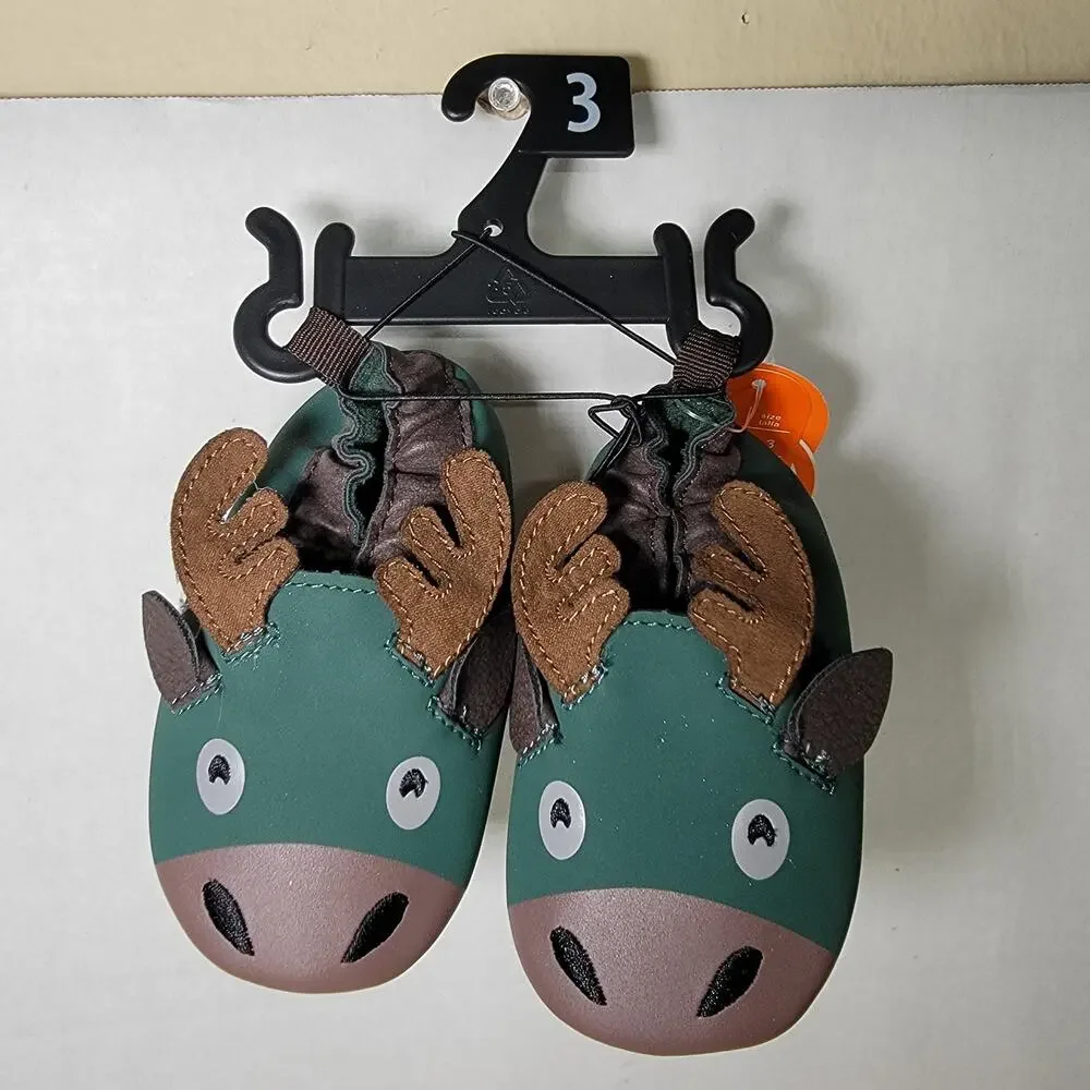Wonder Nation Infant Moose Slippers - Size 3 NWT